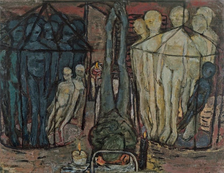 Auf diesem Bild ist das folgende Kunstwerk zu sehen: Gustav Kluge. „Die Waage“. 1990.