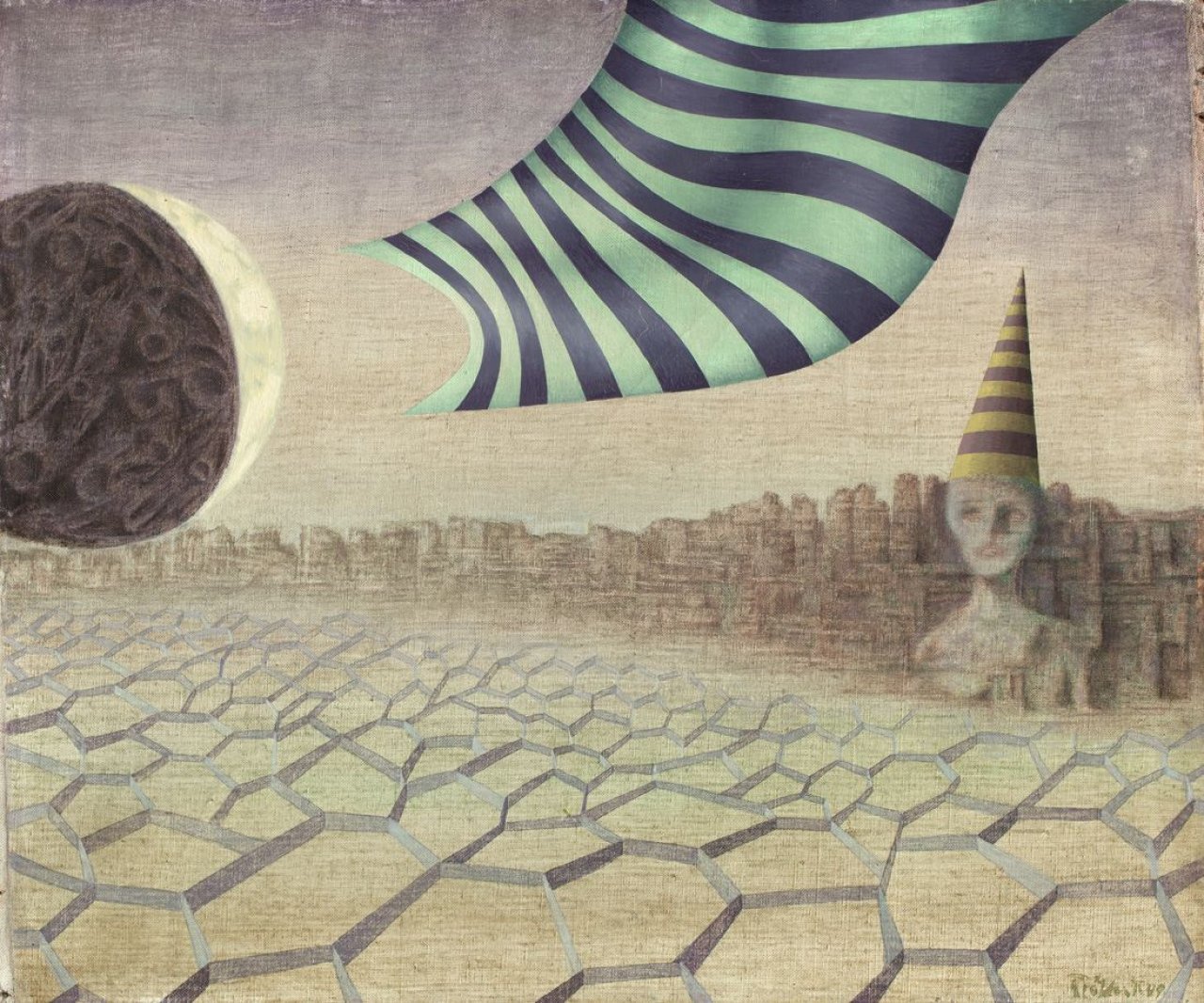 Auf diesem Bild ist das folgende Kunstwerk zu sehen: Heinz Trökes. „Die blinde Stadt“. 1949.