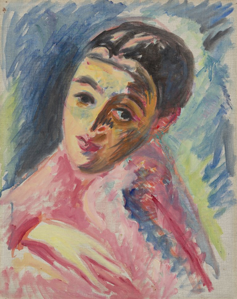 Auf diesem Bild ist das folgende Kunstwerk zu sehen: Ivo Hauptmann. Frauenkopf.