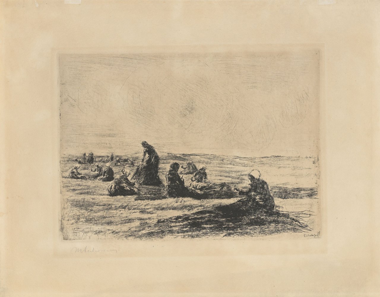 This picture shows the following artwork: Max Liebermann. ”Netzflickerinnen”. 1884.