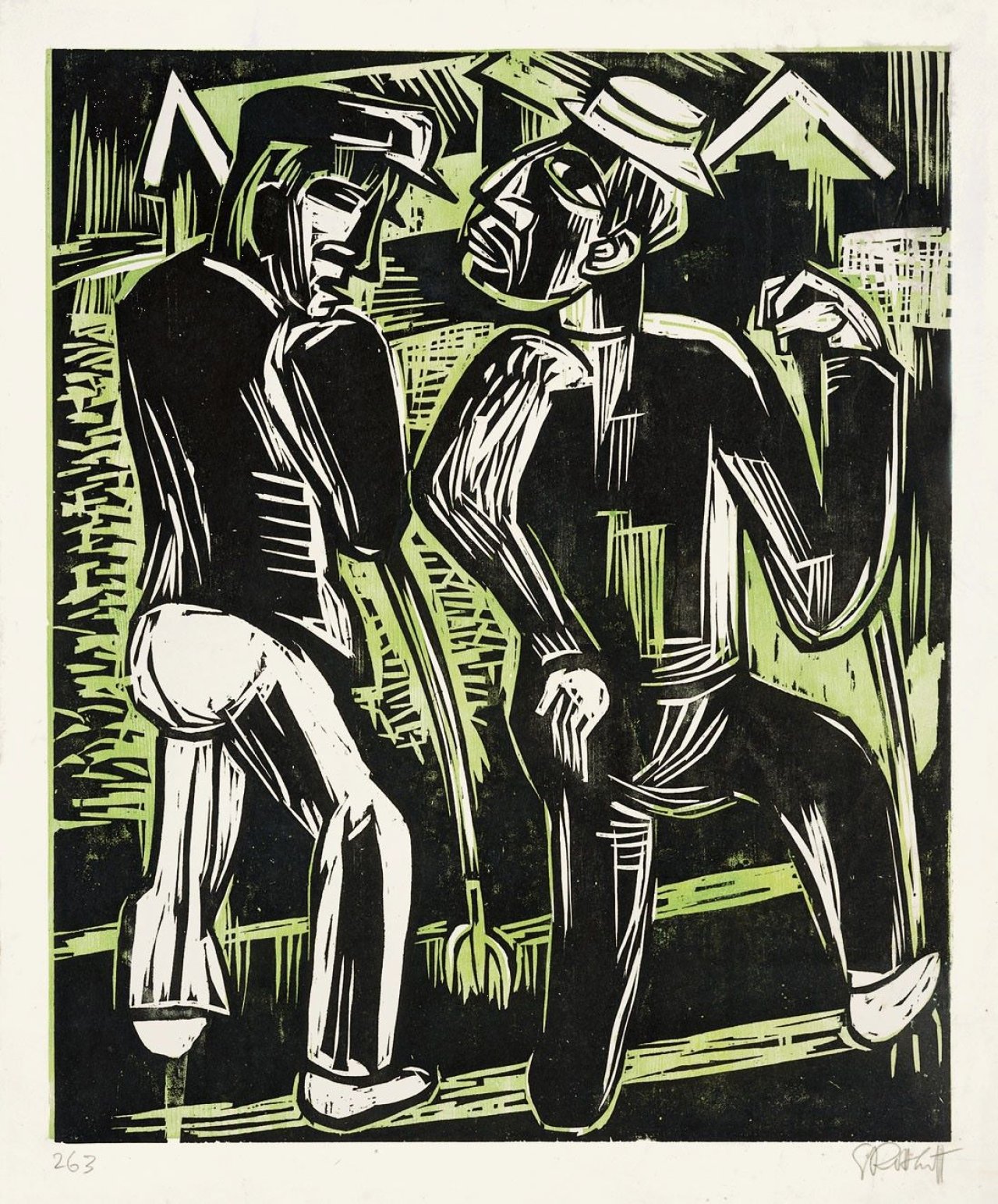 Auf diesem Bild ist das folgende Kunstwerk zu sehen: Karl Schmidt-Rottluff. „Zwei Bauern“. 1926.
