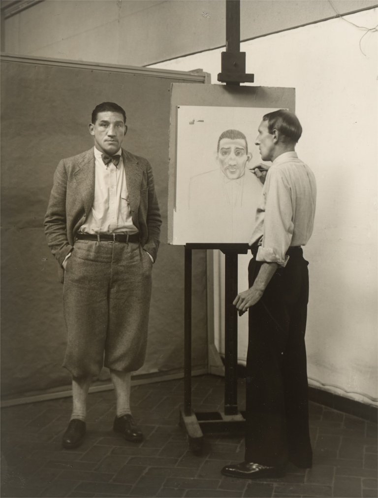 This picture shows the following artwork: August Sander. The Painter Heinrich Hoerle portrays the boxer Hein Domgörgen, Cologne 10. August. 1932.