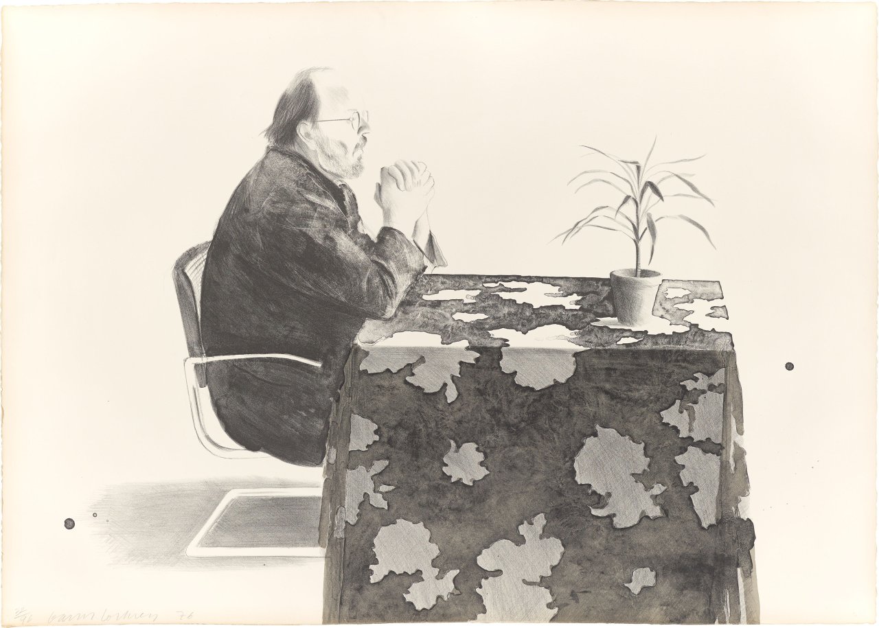 Auf diesem Bild ist das folgende Kunstwerk zu sehen: David Hockney. „Henry at table“. 1976.