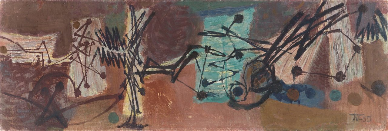 Auf diesem Bild ist das folgende Kunstwerk zu sehen: Hann Trier. „Trommelwirbel“. 1955.