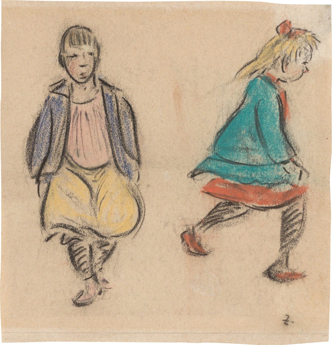 Auf diesem Bild ist das folgende Kunstwerk zu sehen: Heinrich Zille. Zwei Kinder.