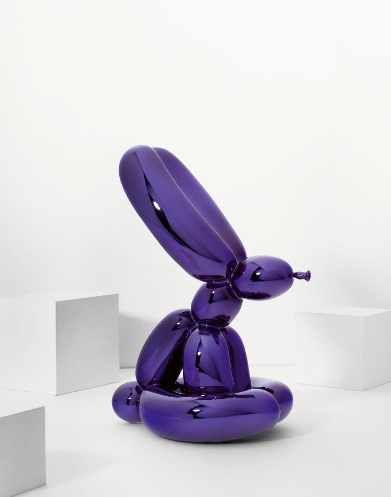 Auf diesem Bild ist das folgende Kunstwerk zu sehen: Jeff Koons. „Balloon Rabbit (Violet)“. 2019.
