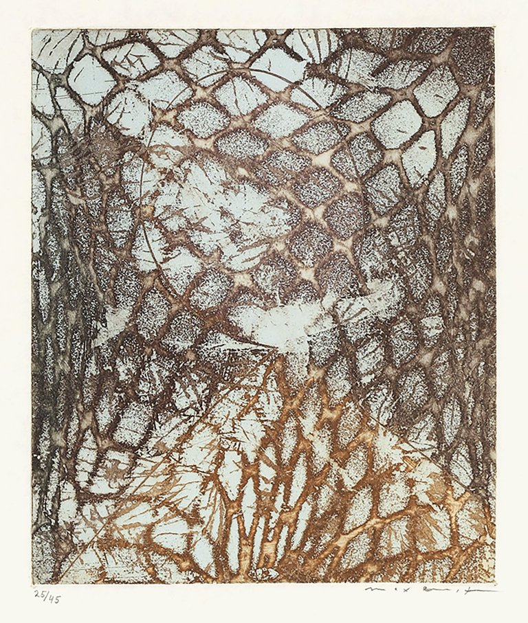 Auf diesem Bild ist das folgende Kunstwerk zu sehen: Max Ernst. „Zu: Samuel Beckett. Aus einem aufgegebenen Werk“. 1967.