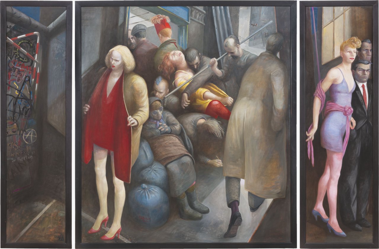 Auf diesem Bild ist das folgende Kunstwerk zu sehen: Volker Stelzmann. „Berliner Nacht“. 1989.