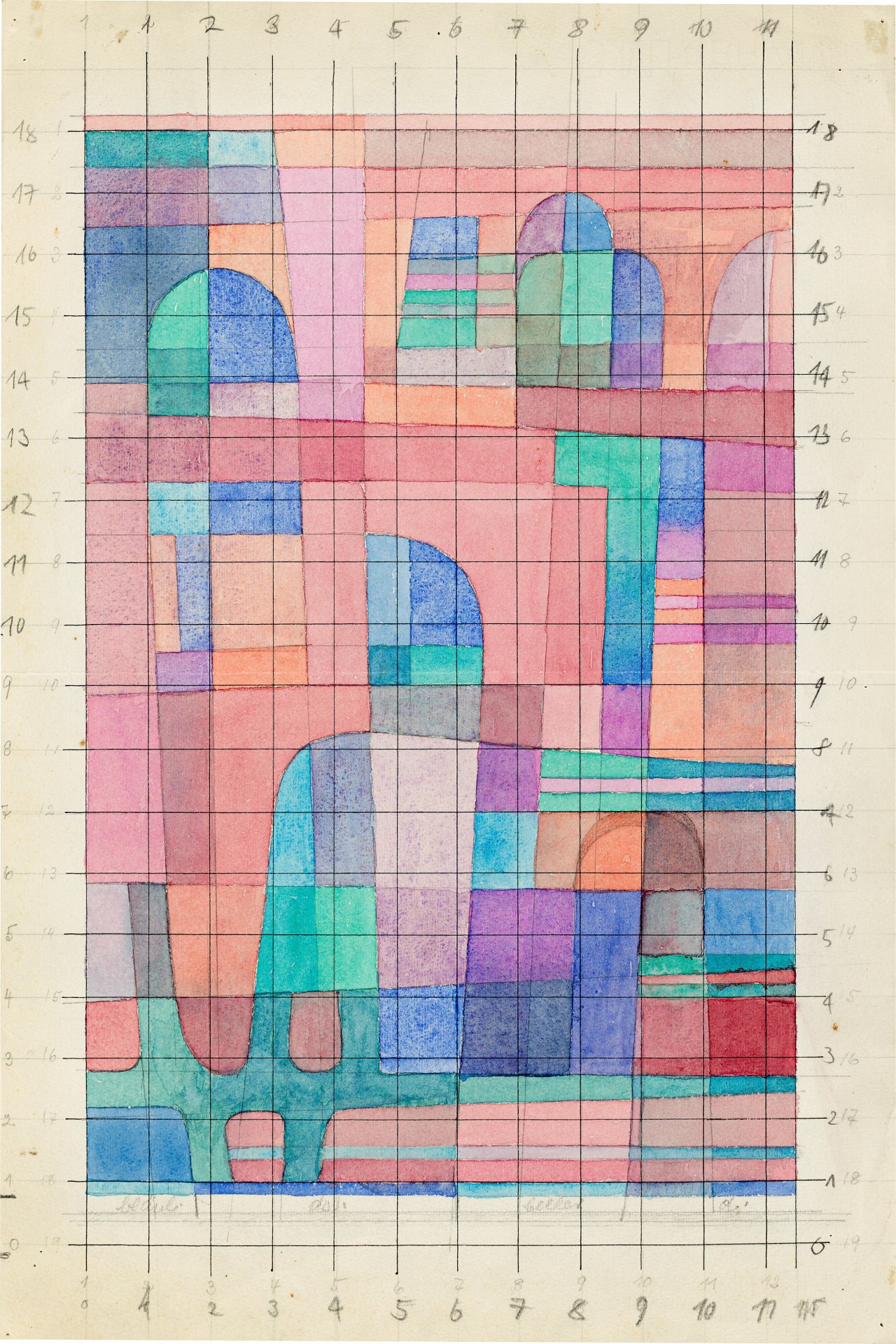 Auf diesem Bild ist das folgende Kunstwerk zu sehen: Benita Koch-Otte. Entwurf für einen Wandbehang. 1966.