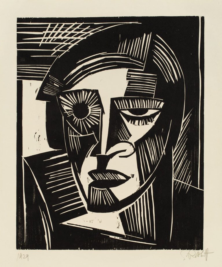 Auf diesem Bild ist das folgende Kunstwerk zu sehen: Karl Schmidt-Rottluff. „Kopf“. 1919.