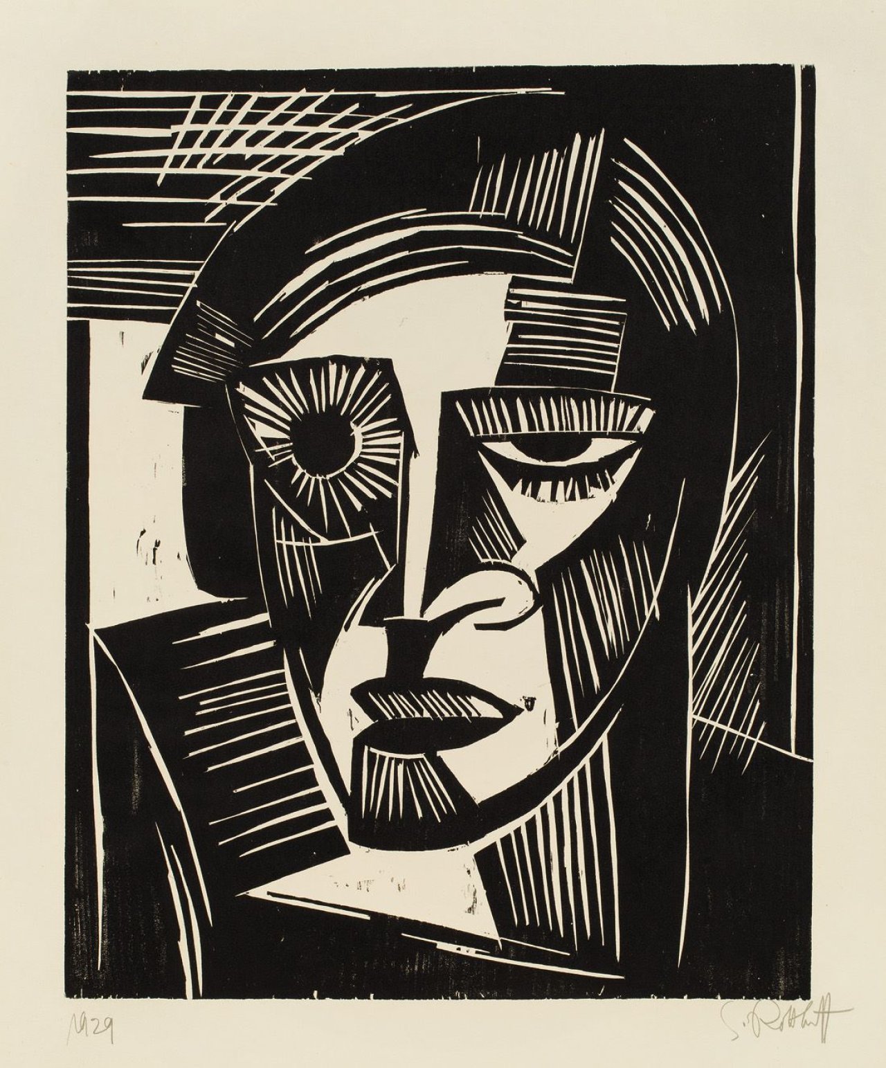 Auf diesem Bild ist das folgende Kunstwerk zu sehen: Karl Schmidt-Rottluff. „Kopf“. 1919.