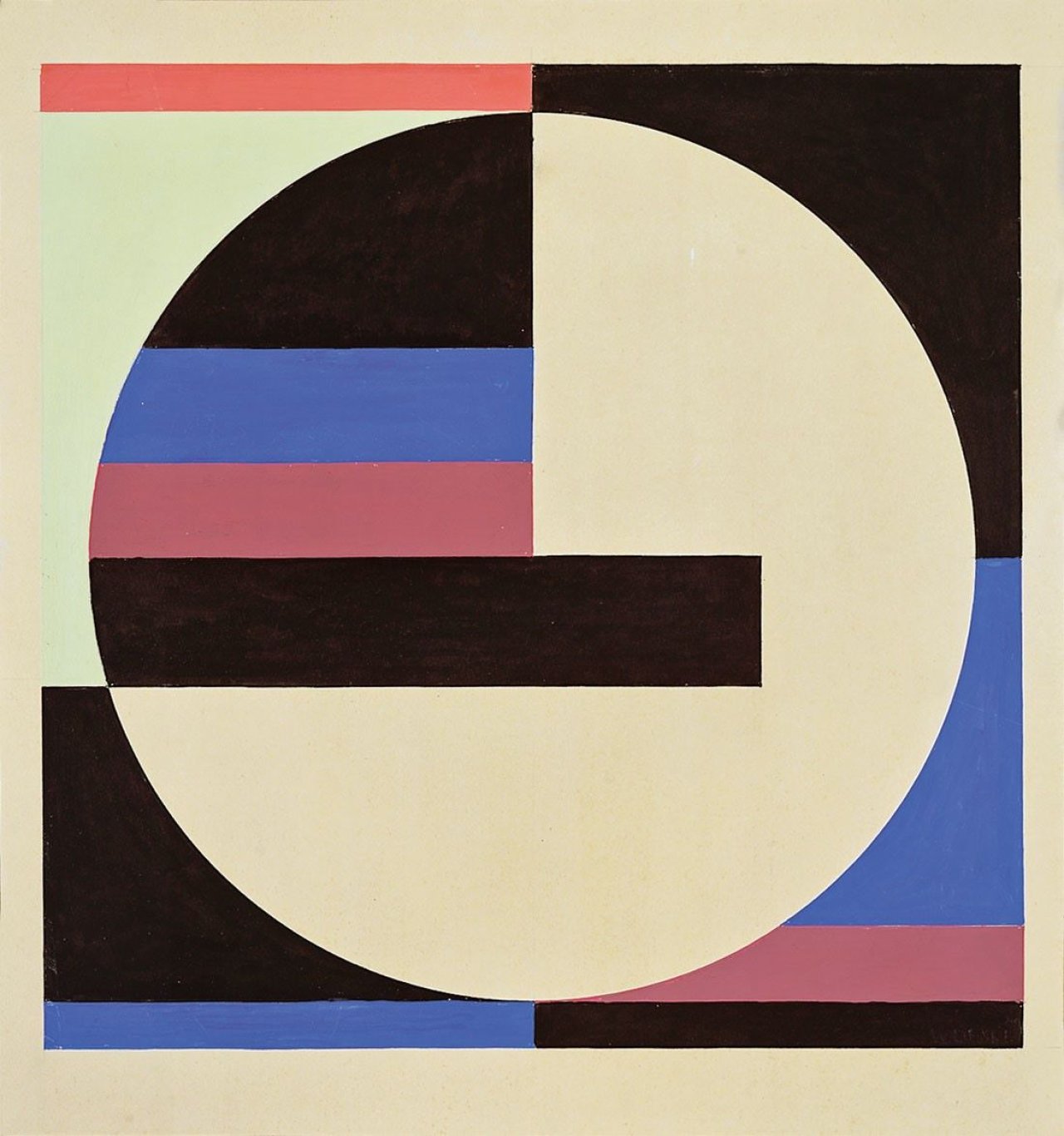 Auf diesem Bild ist das folgende Kunstwerk zu sehen: Walter Dexel. „Dreiviertel Scheibe weiß“. 1969.