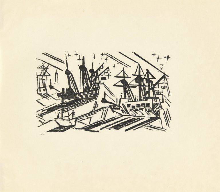 Auf diesem Bild ist das folgende Kunstwerk zu sehen: Lyonel Feininger. „Schiffe und Sterne“. Ca. 1926/1964.