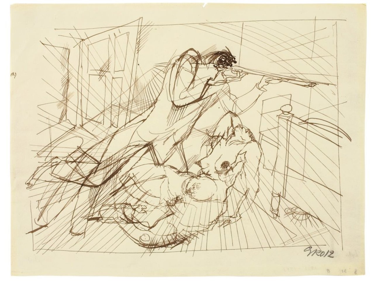 This picture shows the following artwork: George Grosz. Mord. 1912/13.