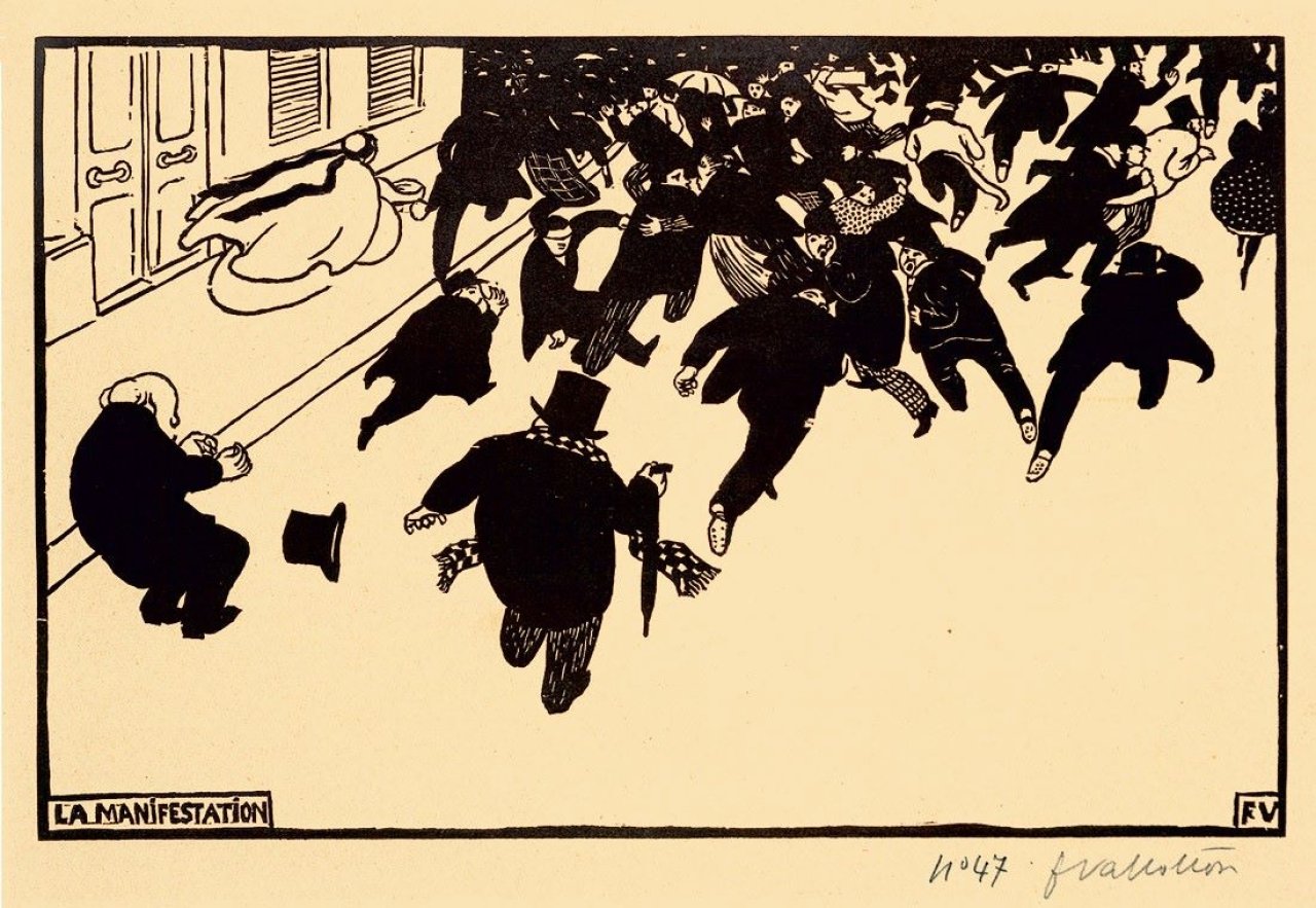 Auf diesem Bild ist das folgende Kunstwerk zu sehen: Félix Vallotton. „La Manifestation“. 1893.