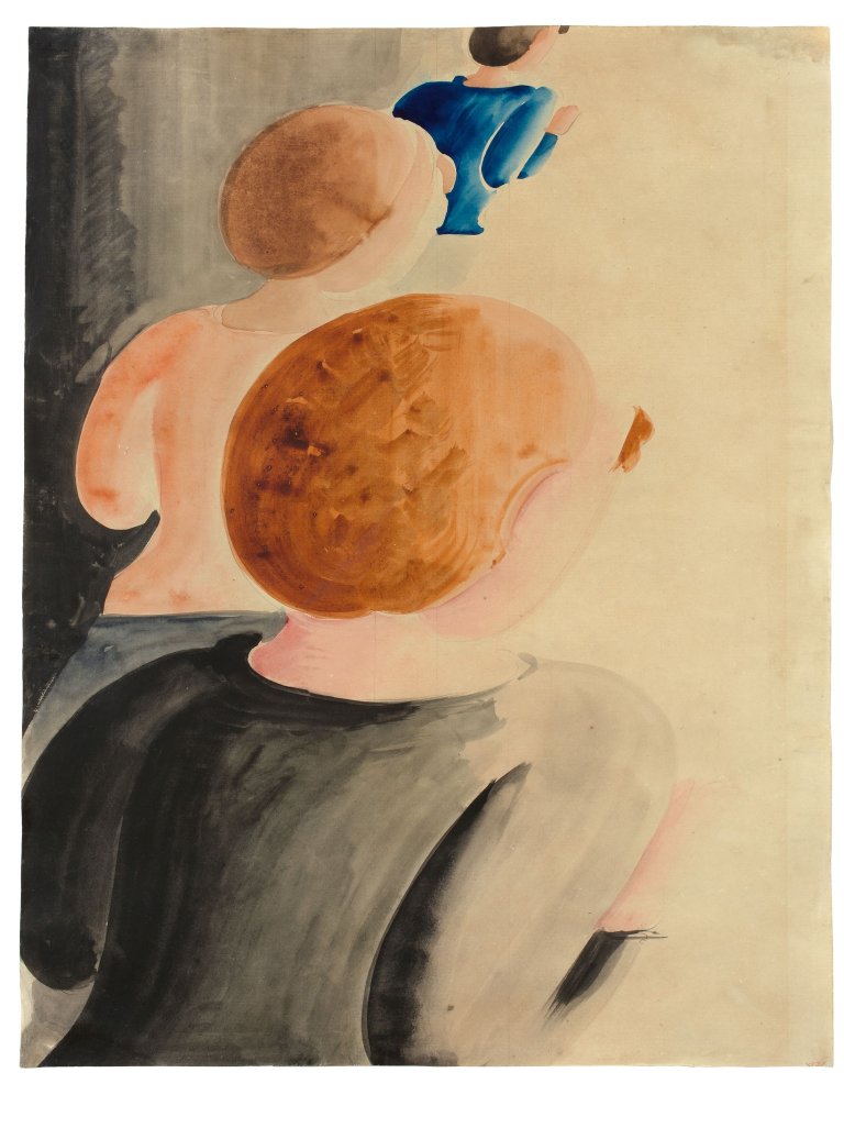 Auf diesem Bild ist das folgende Kunstwerk zu sehen: Oskar Schlemmer. „Drei Mädchen, schwarz-rot-blau“. 1932.