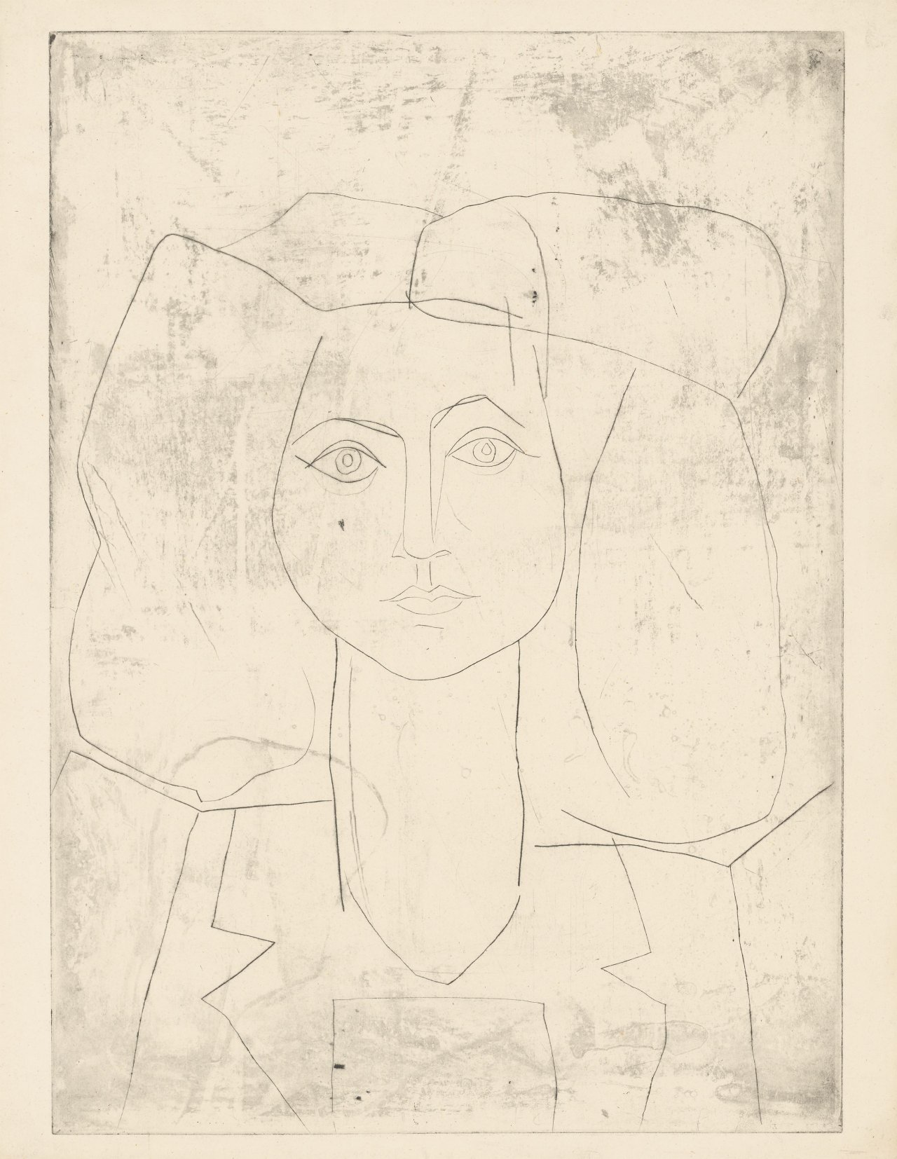 This picture shows the following artwork: Pablo Picasso. ”Portrait de Françoise, en costume tailleur”. 1946.