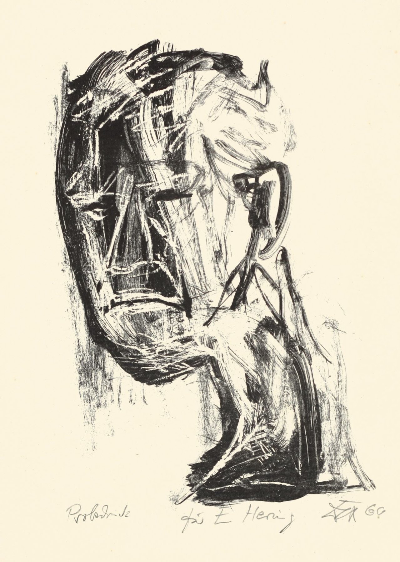 Auf diesem Bild ist das folgende Kunstwerk zu sehen: Otto Dix. „Selbstportrait (mit dunklem Gesicht, nach links)“. 1966.