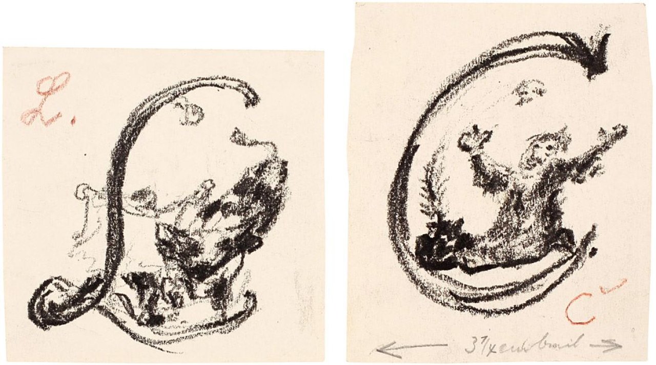 Auf diesem Bild ist das folgende Kunstwerk zu sehen: Lovis Corinth. Initiale „C“ und Initiale „L“. Um 1918/21.