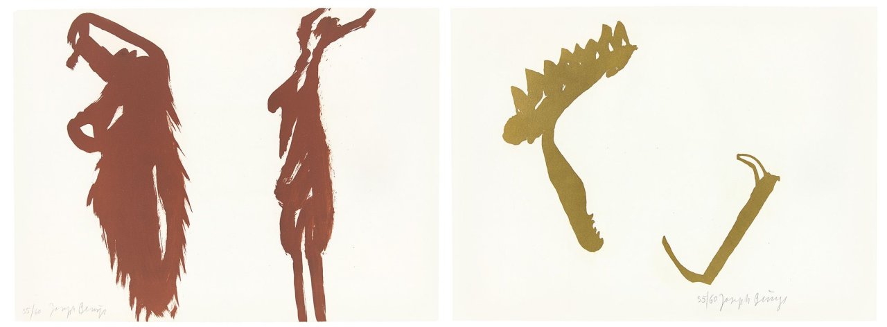 Auf diesem Bild ist das folgende Kunstwerk zu sehen: Joseph Beuys. „Fünf Lithographien“. 1977.