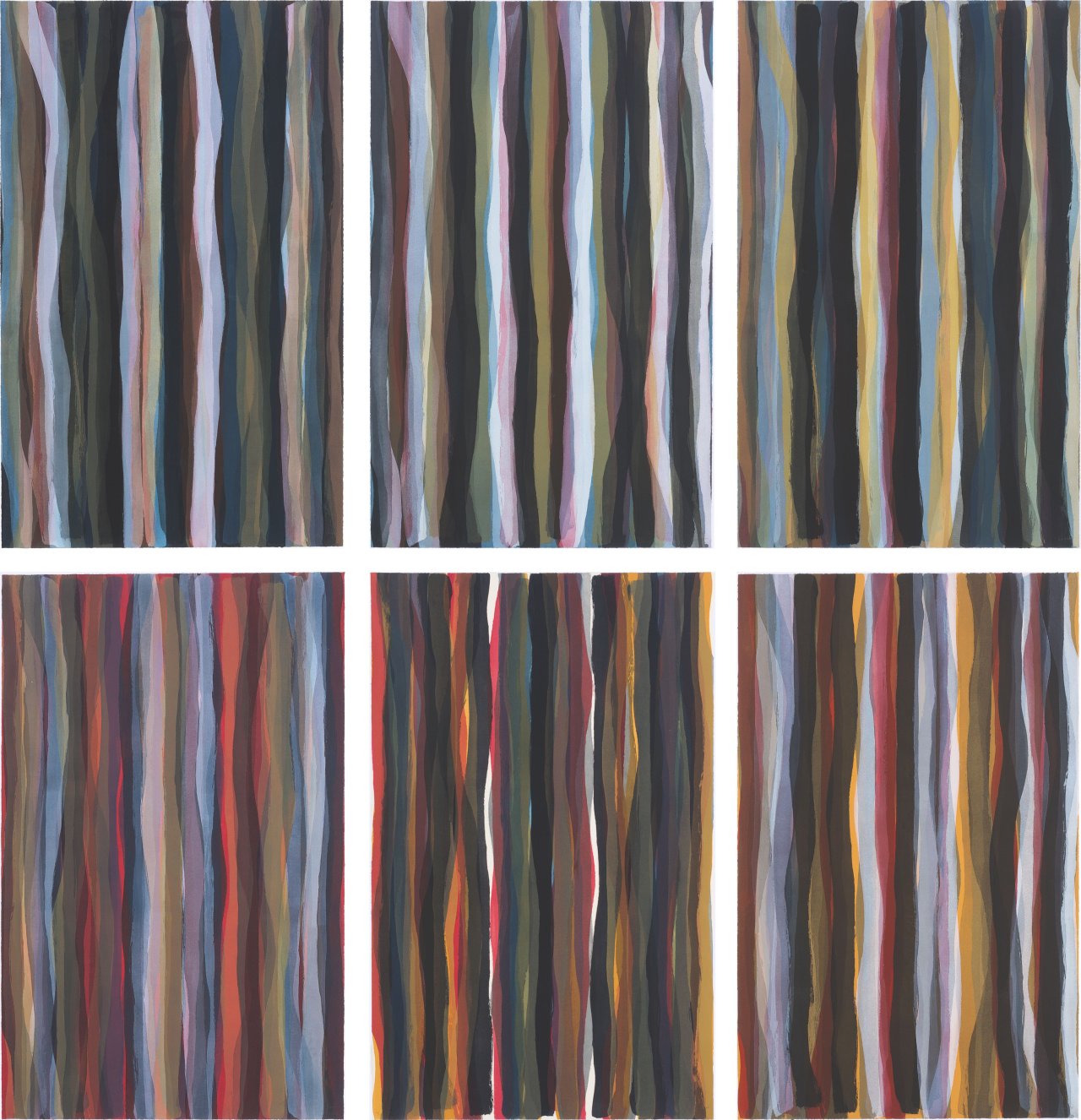 Auf diesem Bild ist das folgende Kunstwerk zu sehen: Sol LeWitt. „Brushstrokes in Different Colors in Two Directions“. 1993.