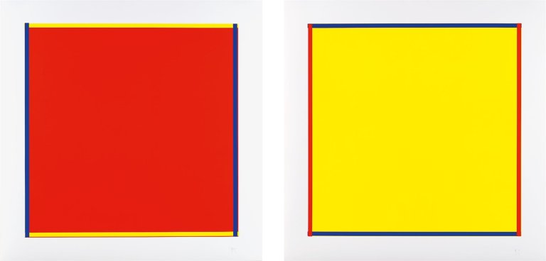 Auf diesem Bild ist das folgende Kunstwerk zu sehen: Imi Knoebel. Aus: "Rot, Gelb, Blau, Weiß". 1995.