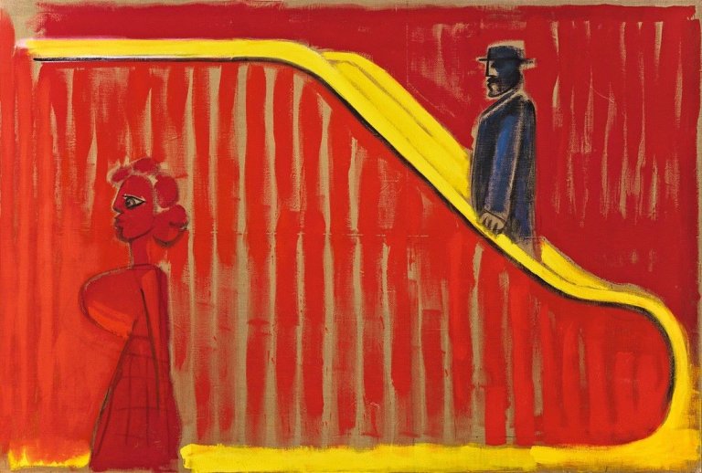 Auf diesem Bild ist das folgende Kunstwerk zu sehen: Karl Horst Hödicke. „Big Hotel Rolltreppe“. 1988.