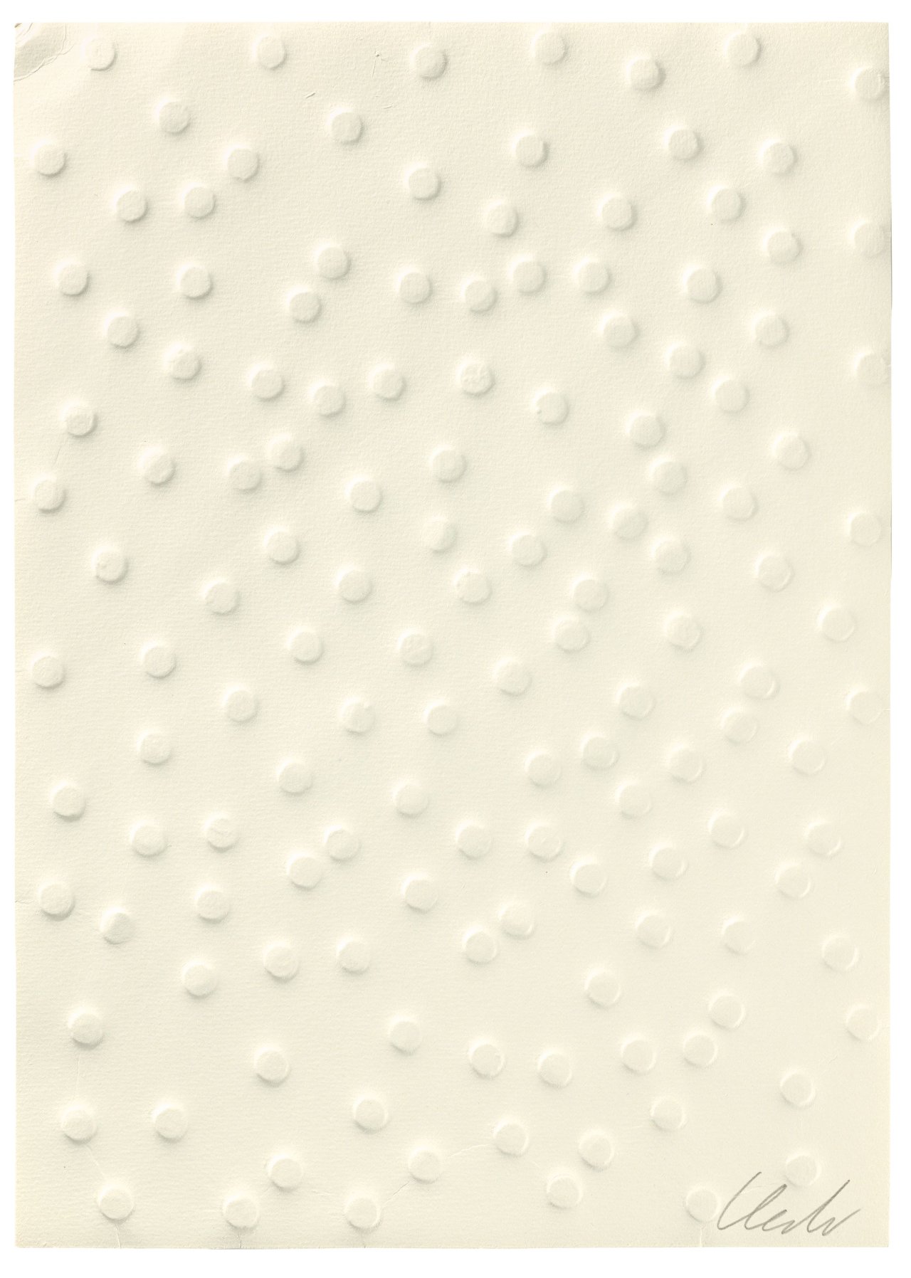 Auf diesem Bild ist das folgende Kunstwerk zu sehen: Günther Uecker. „Wie weiß ist Wissen die Weisen – Hommage à Günther Uecker“. 1975.