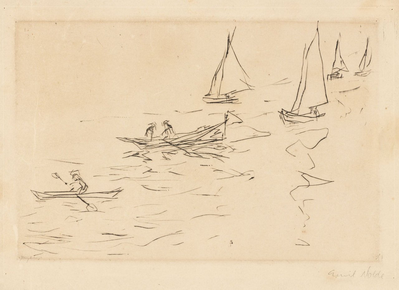 This picture shows the following artwork: Emil Nolde. „Alsterboote“. 1908.