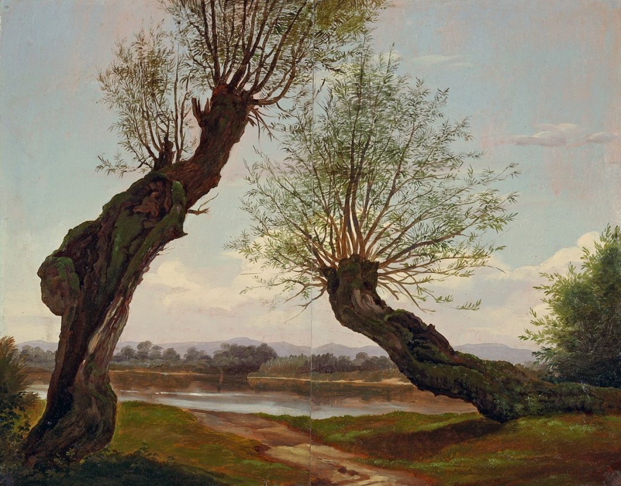 Auf diesem Bild ist das folgende Kunstwerk zu sehen:  Deutsch, um 1840. Kopfweiden. Um 1840.