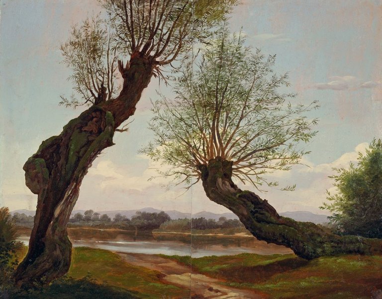 Auf diesem Bild ist das folgende Kunstwerk zu sehen:  Deutsch, um 1840. Kopfweiden. Um 1840.