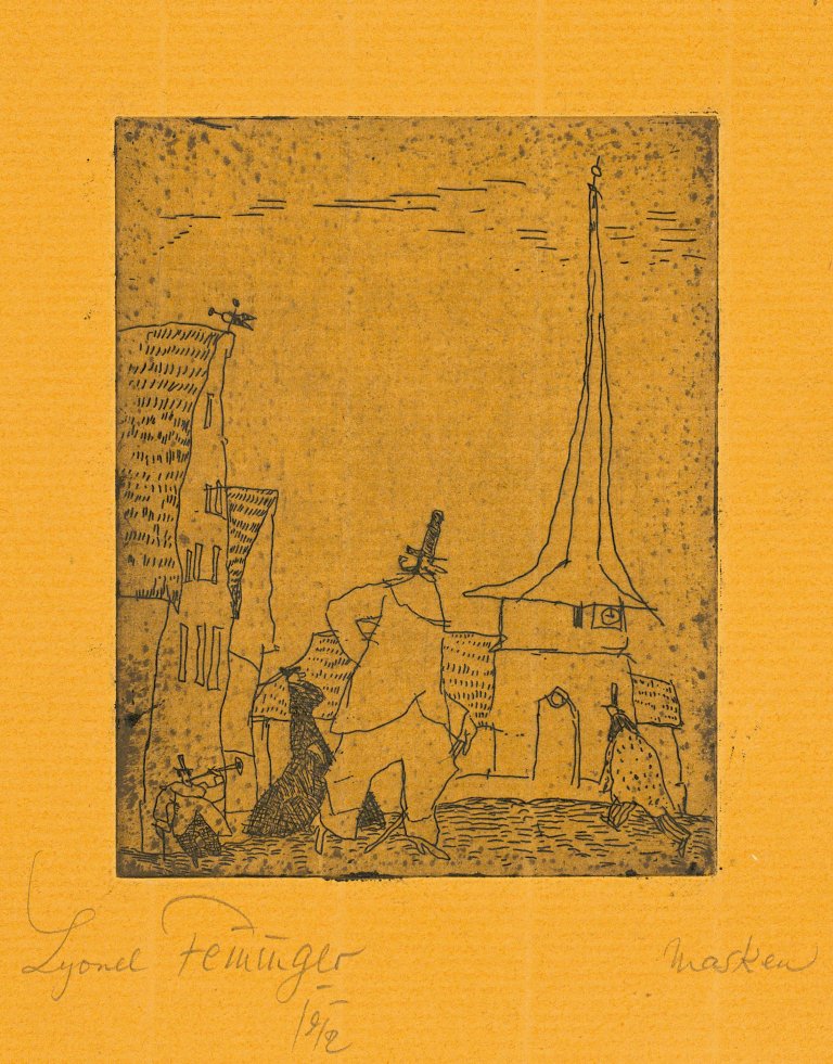 Auf diesem Bild ist das folgende Kunstwerk zu sehen: Lyonel Feininger. „Masken“. 1912.