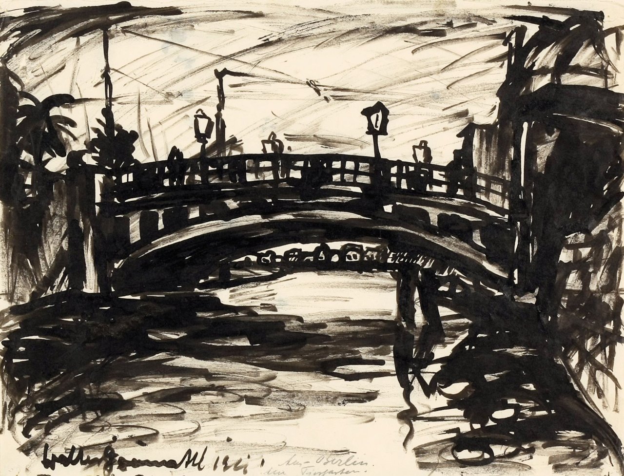 Auf diesem Bild ist das folgende Kunstwerk zu sehen: Walter Gramatté. Aus Berlin. Am Tiergarten. 1916.