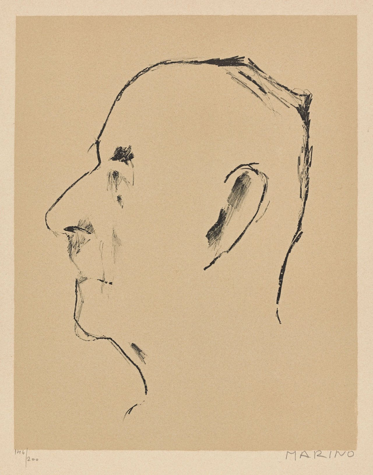 Auf diesem Bild ist das folgende Kunstwerk zu sehen: Marino Marini. „Portrait von Thomas Mann“. 1955.