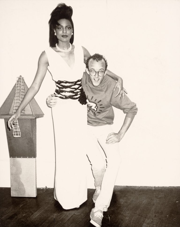 This picture shows the following artwork: Andy Warhol. Keith Haring and model Wanakee Pugh. 1984.