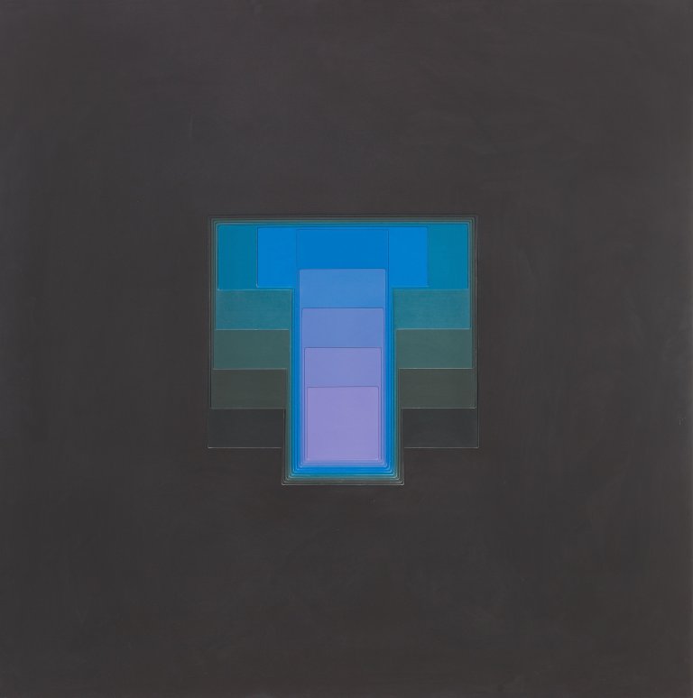Auf diesem Bild ist das folgende Kunstwerk zu sehen: Karl Gerstner. „Color sound 15 margin intro version“. 1973.