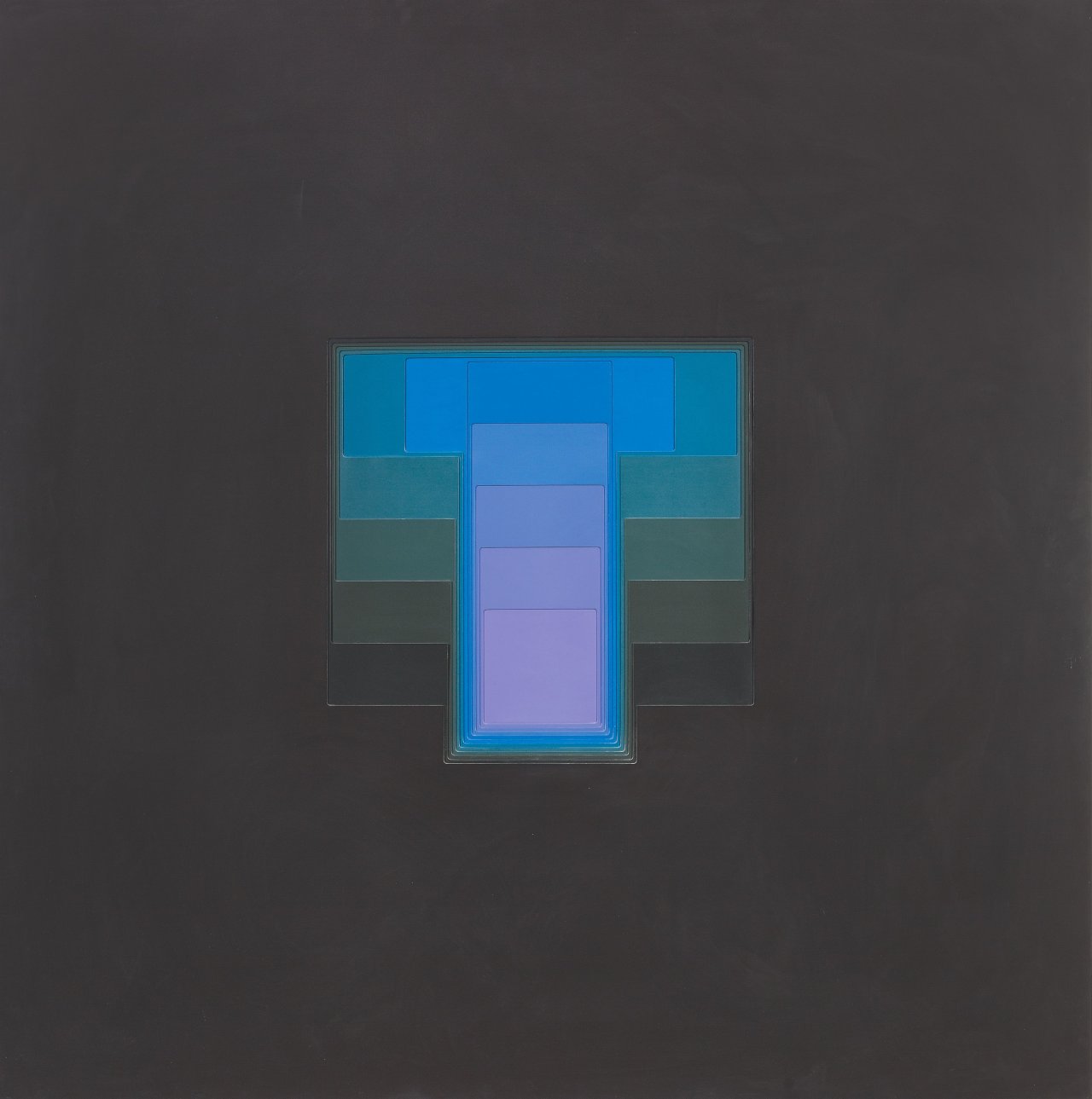 Auf diesem Bild ist das folgende Kunstwerk zu sehen: Karl Gerstner. „Color sound 15 margin intro version“. 1973.