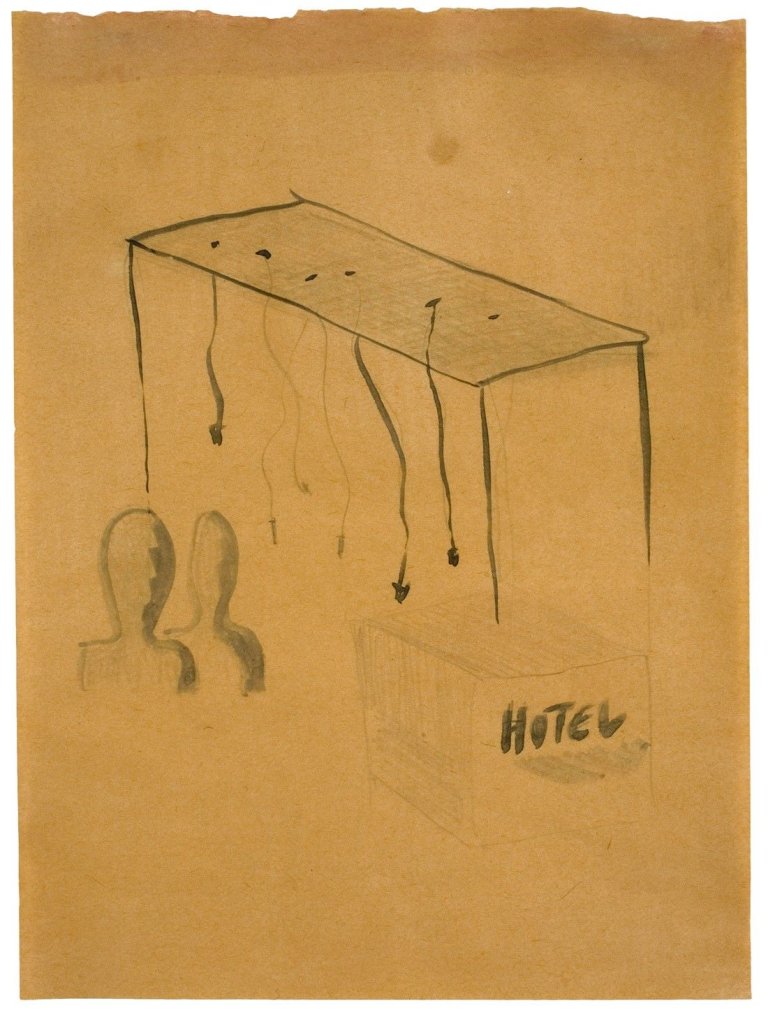 Auf diesem Bild ist das folgende Kunstwerk zu sehen: Rosemarie Trockel. Ohne Titel (Hotel). 1986.