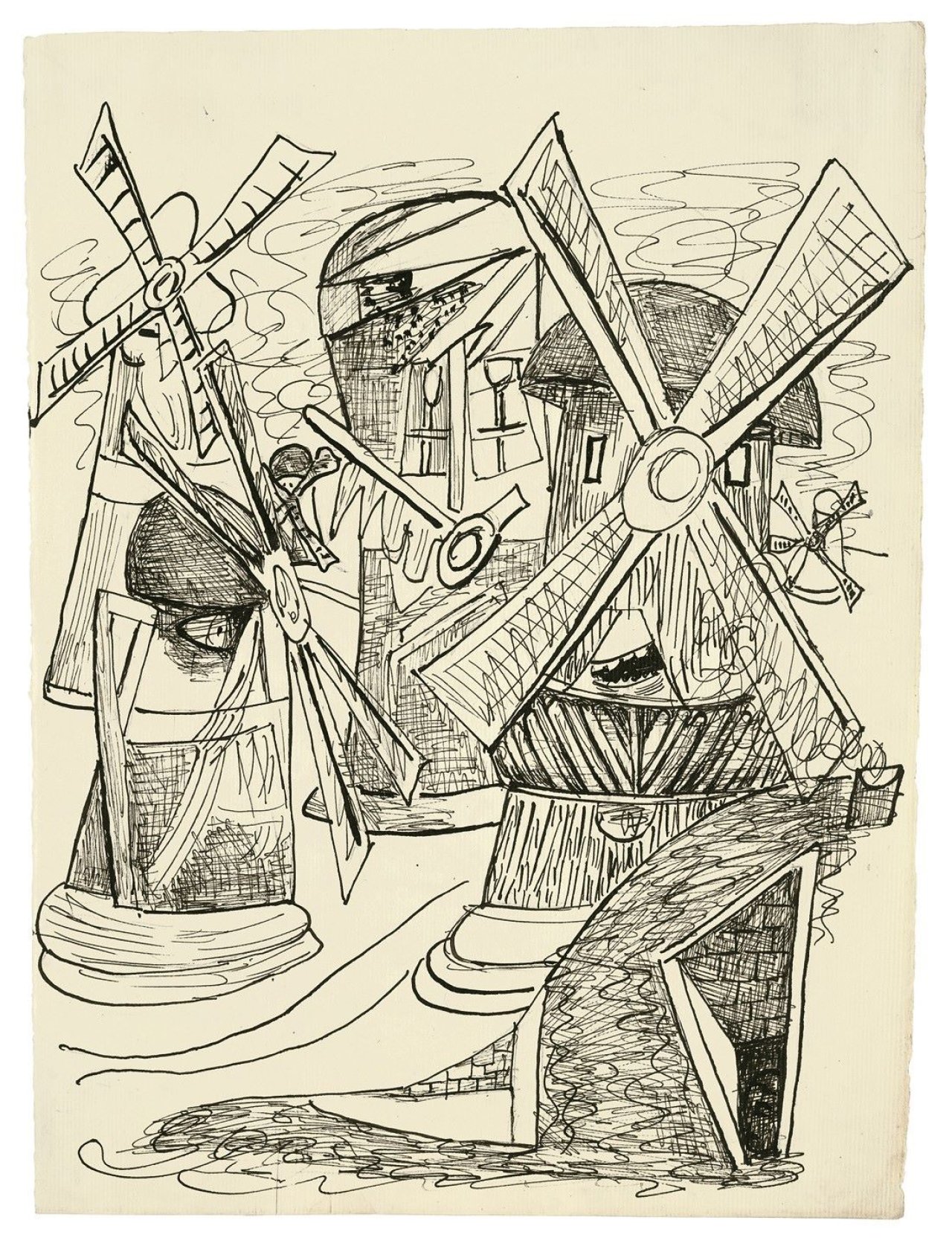 Auf diesem Bild ist das folgende Kunstwerk zu sehen: Max Beckmann. Die Windmühlen. 1946.