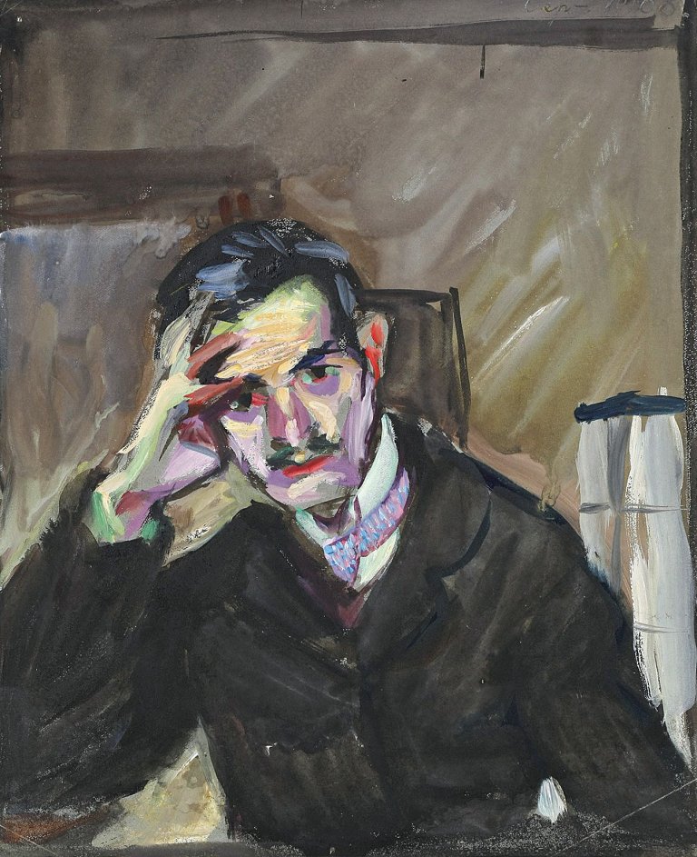 Auf diesem Bild ist das folgende Kunstwerk zu sehen: Bernhard Hasler. Selbstportrait. 1908.