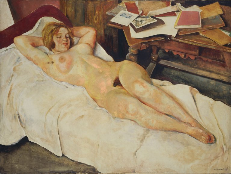 Auf diesem Bild ist das folgende Kunstwerk zu sehen: Willy Jaeckel. „Liegender weiblicher Akt“. Um 1924/25.