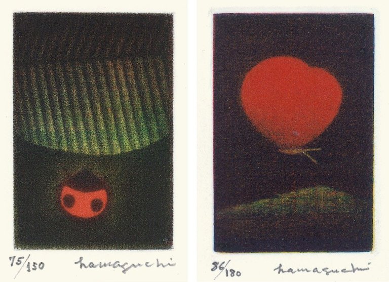 Auf diesem Bild ist das folgende Kunstwerk zu sehen: Yōzō Hamaguchi. Ladybird and leaf / Crimson Butterfly. 1984/1981-1990.