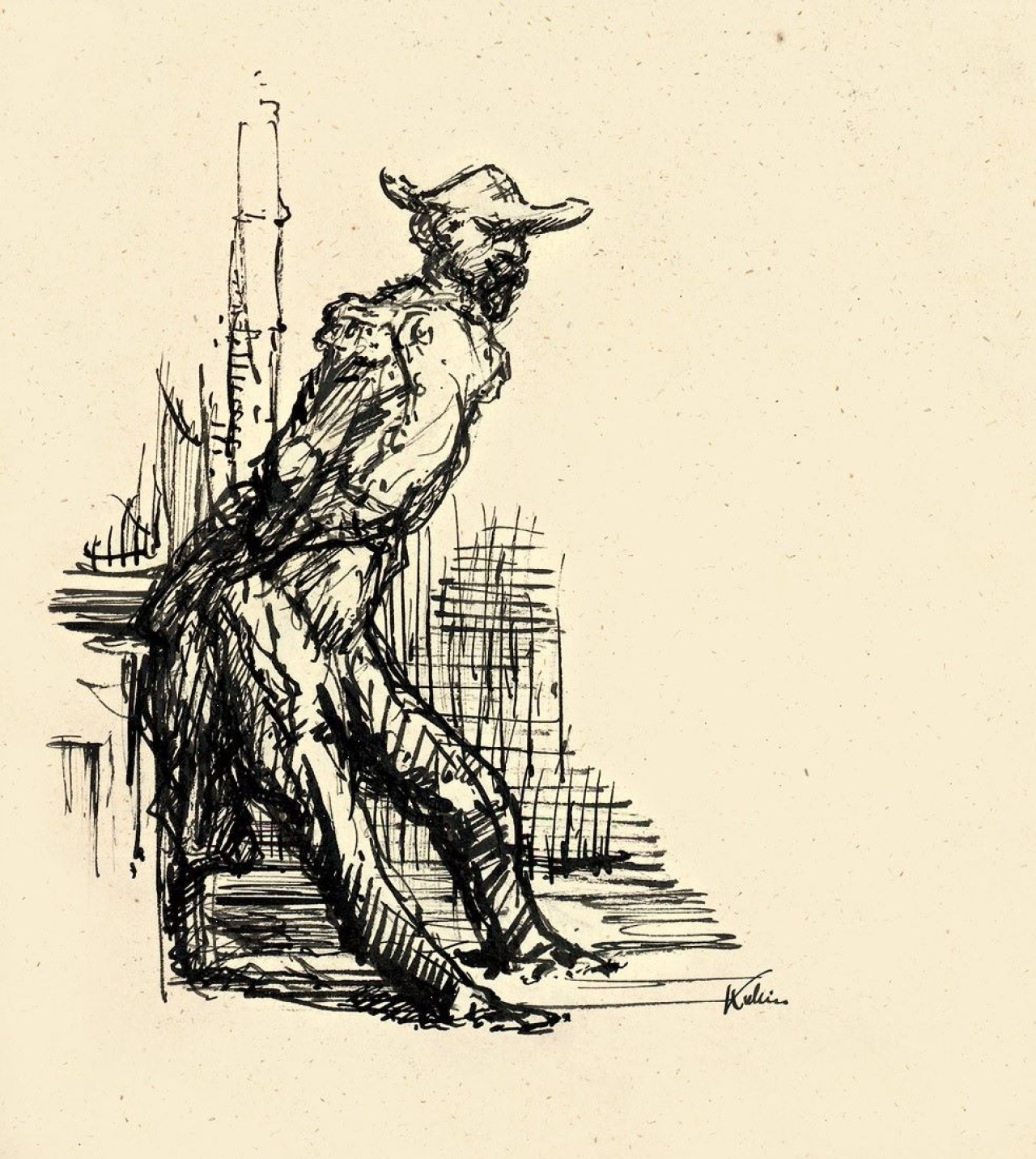 Auf diesem Bild ist das folgende Kunstwerk zu sehen: Alfred Kubin. Pariser Erinnerung. Um 1914.