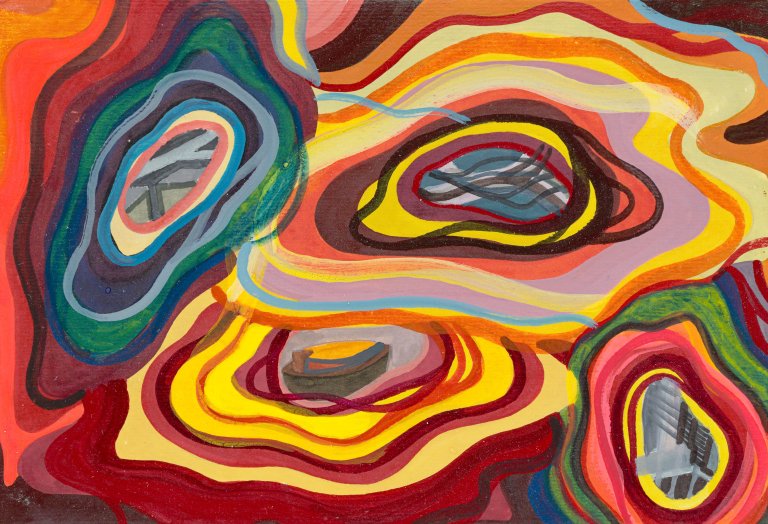 Auf diesem Bild ist das folgende Kunstwerk zu sehen: Franz Ackermann. Ohne Titel (mental map). 1992-97.