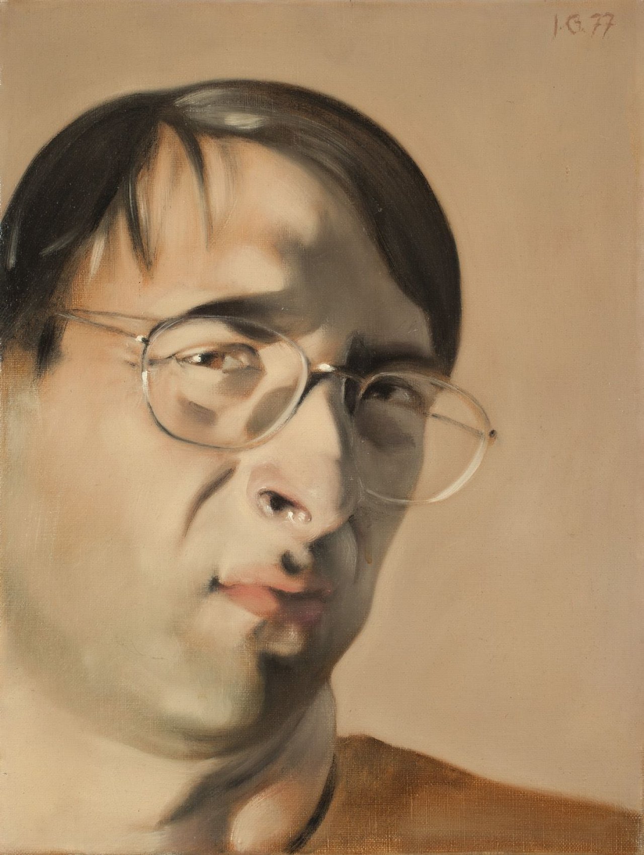 Auf diesem Bild ist das folgende Kunstwerk zu sehen: Johannes Grützke. Selbstbildnis. 1977.