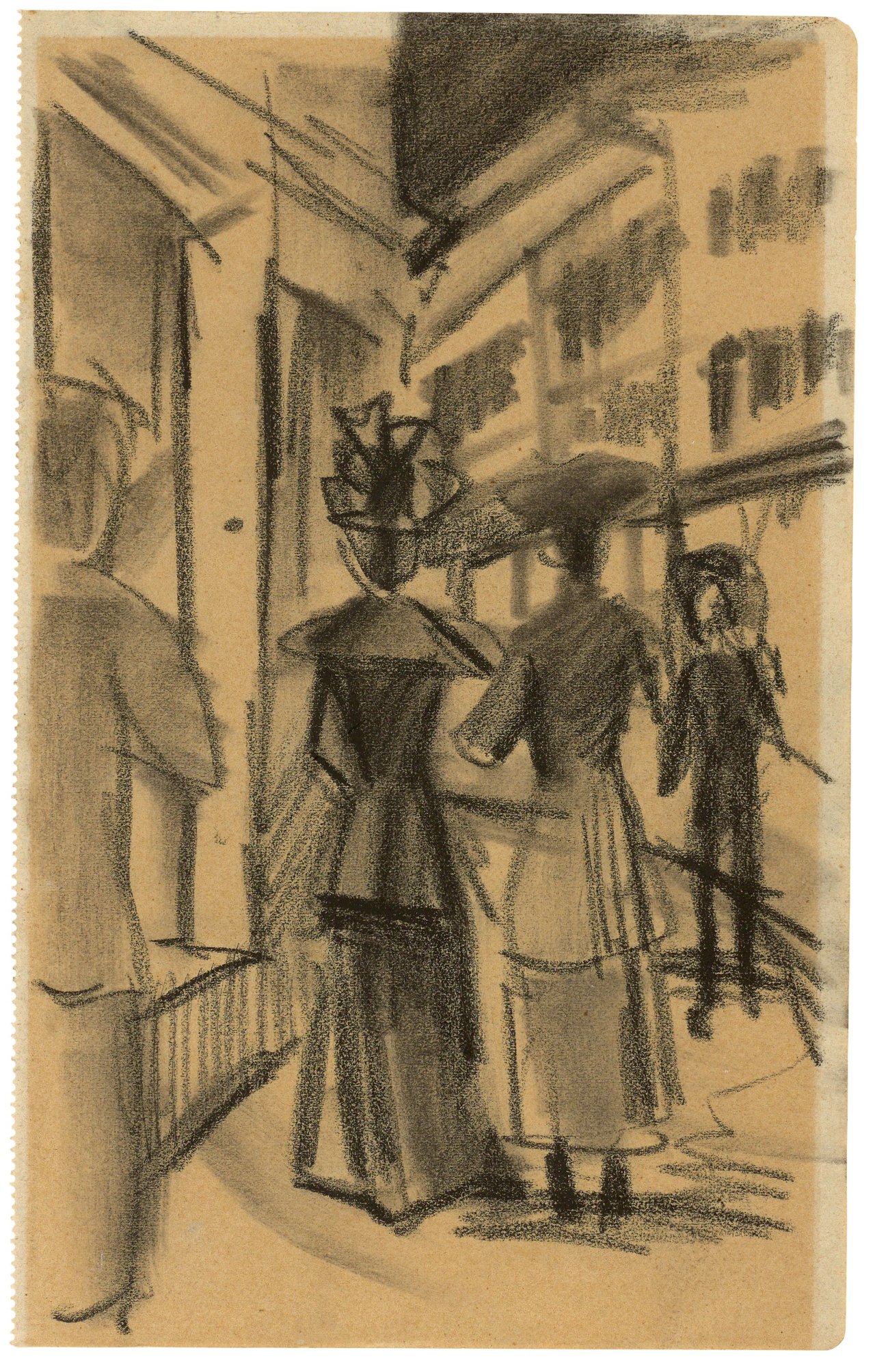 Auf diesem Bild ist das folgende Kunstwerk zu sehen: August Macke. „Leute auf der Straße“. 1913.