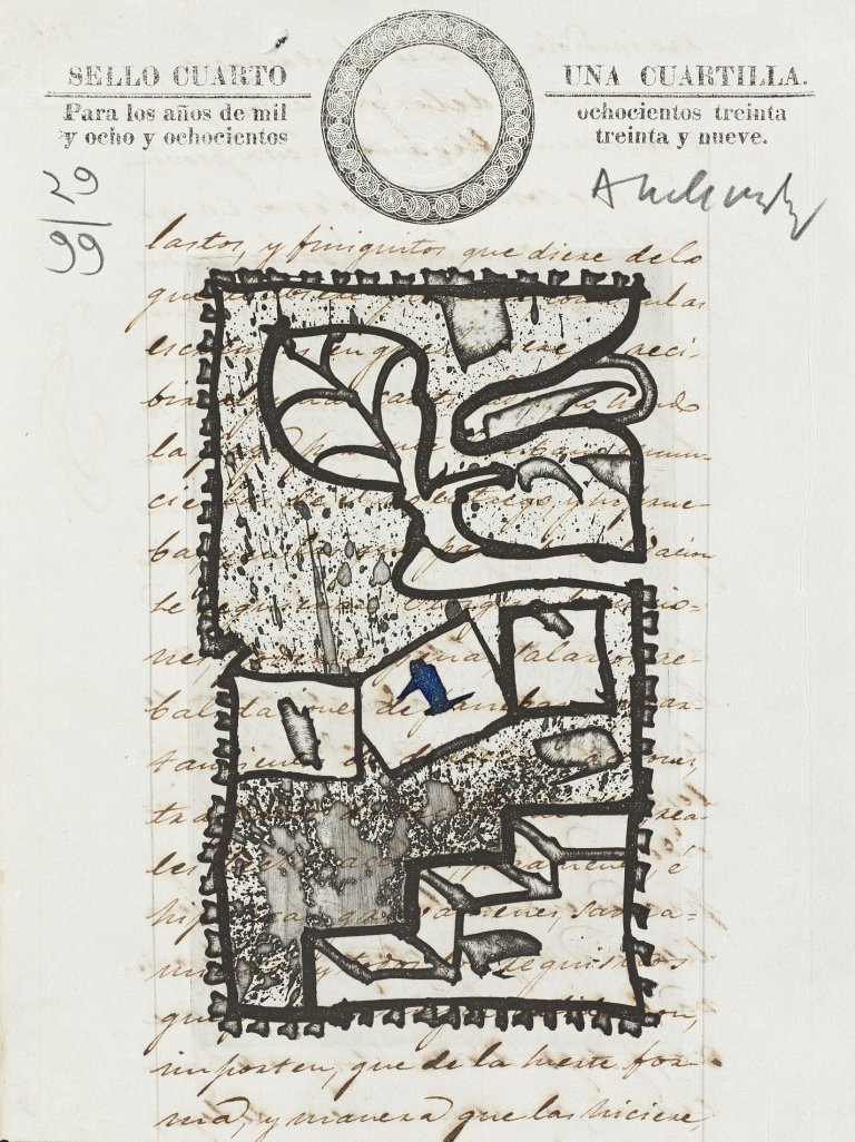 Auf diesem Bild ist das folgende Kunstwerk zu sehen: Pierre Alechinsky. Ohne Titel.