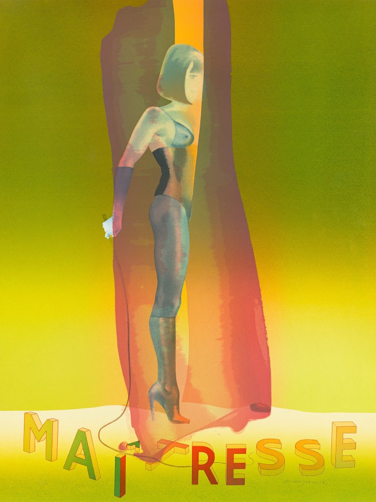 Auf diesem Bild ist das folgende Kunstwerk zu sehen: Allen Jones. „Maitresse Folio Screenprint II“. 2016.