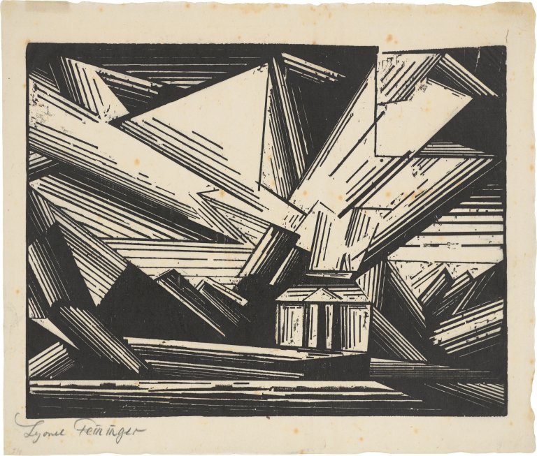 Auf diesem Bild ist das folgende Kunstwerk zu sehen: Lyonel Feininger. „Villa am Strande, 4“. 1920.