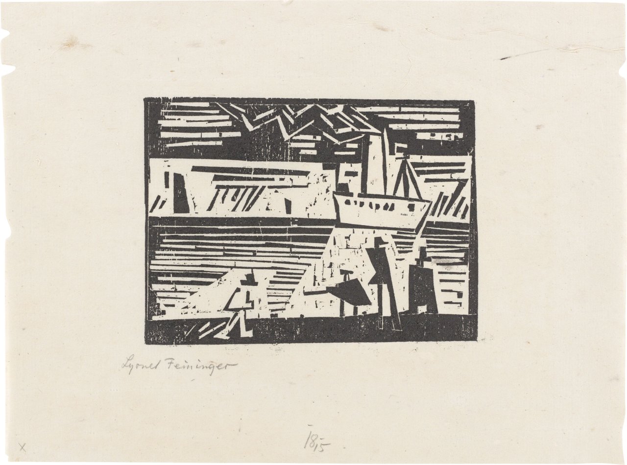 This picture shows the following artwork: Lyonel Feininger. „Dampfer Odin“. 1918.